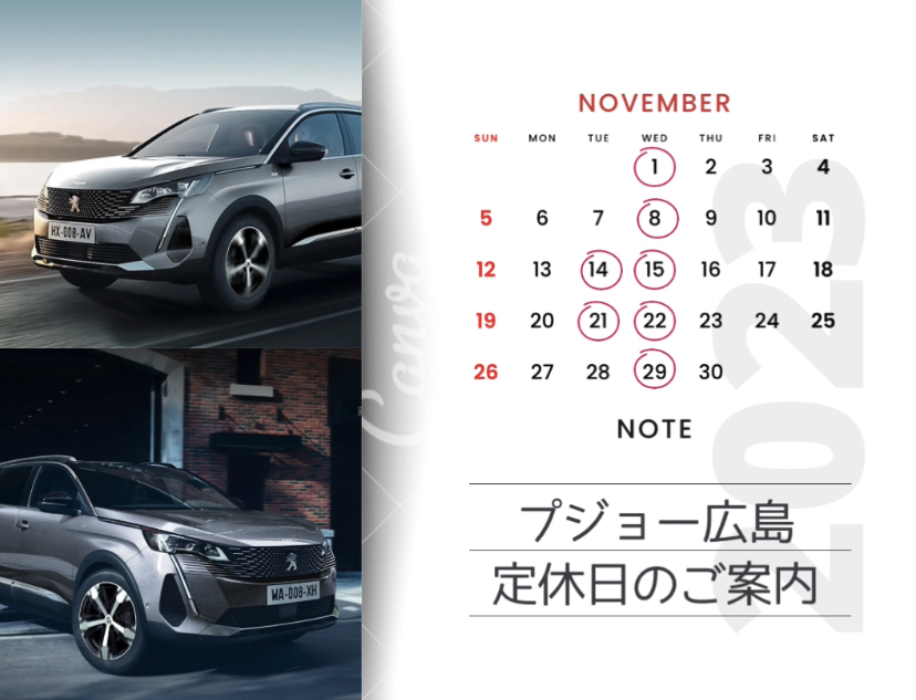 【　11月　定休日のご案内🐾　】